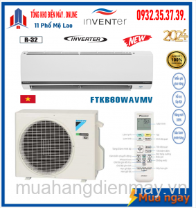 Điều hòa Daikin 21000BTU inverter 1 chiều FTKB60YVMV Mới 2024