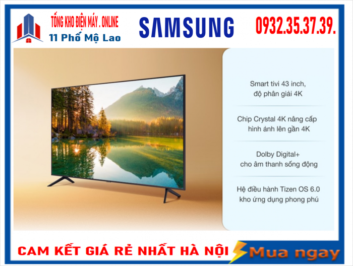 Smart Tivi Samsung 4K 43 inch 43AU7700 UHD  Mới 2021