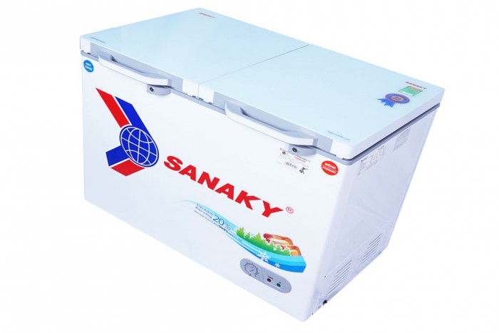 Tủ đông Sanaky VH-2899W2KD ( 230 lít, 1 ngăn đông, 1 ngăn mát, 2 cánh mở, dàn lạnh đồng, mặt kính cường lực )