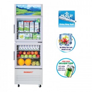 Tủ mát Sanaky Inverter VH-258K3L công nghệ LOW - E ( 210 lít, 1 cánh kính, chống đọng sương mờ )