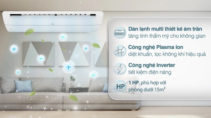 Dàn lạnh cassette 1 cửa  Multi LG Inverter  12000BTU HAI CHIỀU  AMNW12GTUA0 + PT-UAHW0
