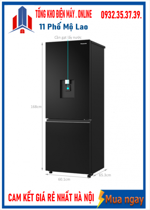 Tủ lạnh PANASONIC NR-BV331GPKV 300 lít Inverter màu đen