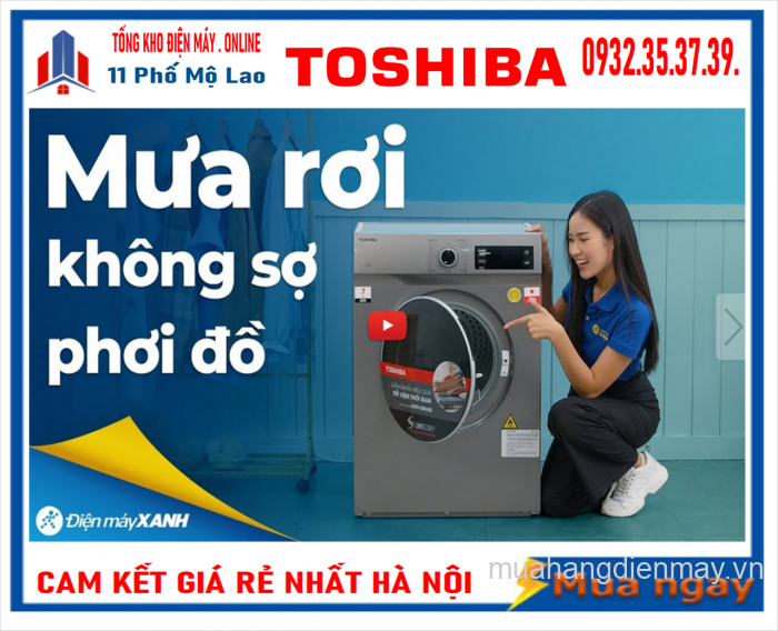 Máy sấy thông hơi Toshiba 7 kg TD-H80SEV(SK)
