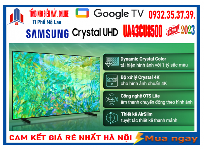 Smart Tivi Samsung 43 inch Crystal UHD 4K 43CU8500 [43CU8500 ] MỚI 2023
