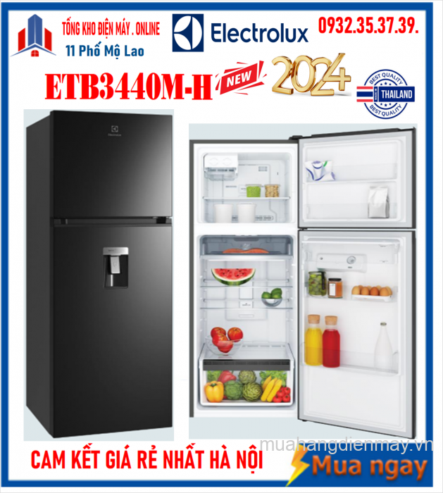 Tủ lạnh 2 cửa Electrolux 321L Ngăn đá trên ,Có ngăn đông mềm ETB3440M-H Mới [2024]