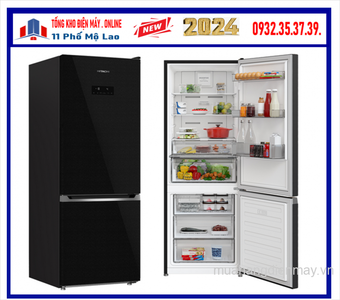 Tủ lạnh Hitachi Inverter 323 lít HRBN6340DGBKVN Mới 2024