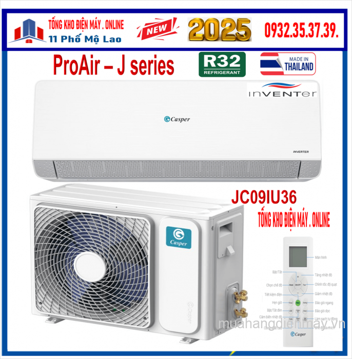 Điều hoà Casper 9000 BTU 1 chiều Inventer JC-09IU36 NEW 2025