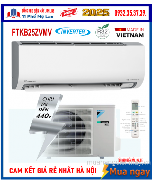 Điều hòa Daikin 9000 1 chiều inverter FTKB25ZVMV Mới 2025