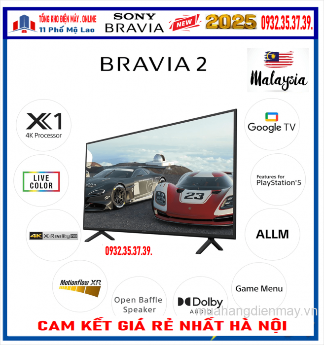 Bán Smart TiVi Sony BRAVIA 2 II 50 inch 4K HDR (K-50S25) New 2025