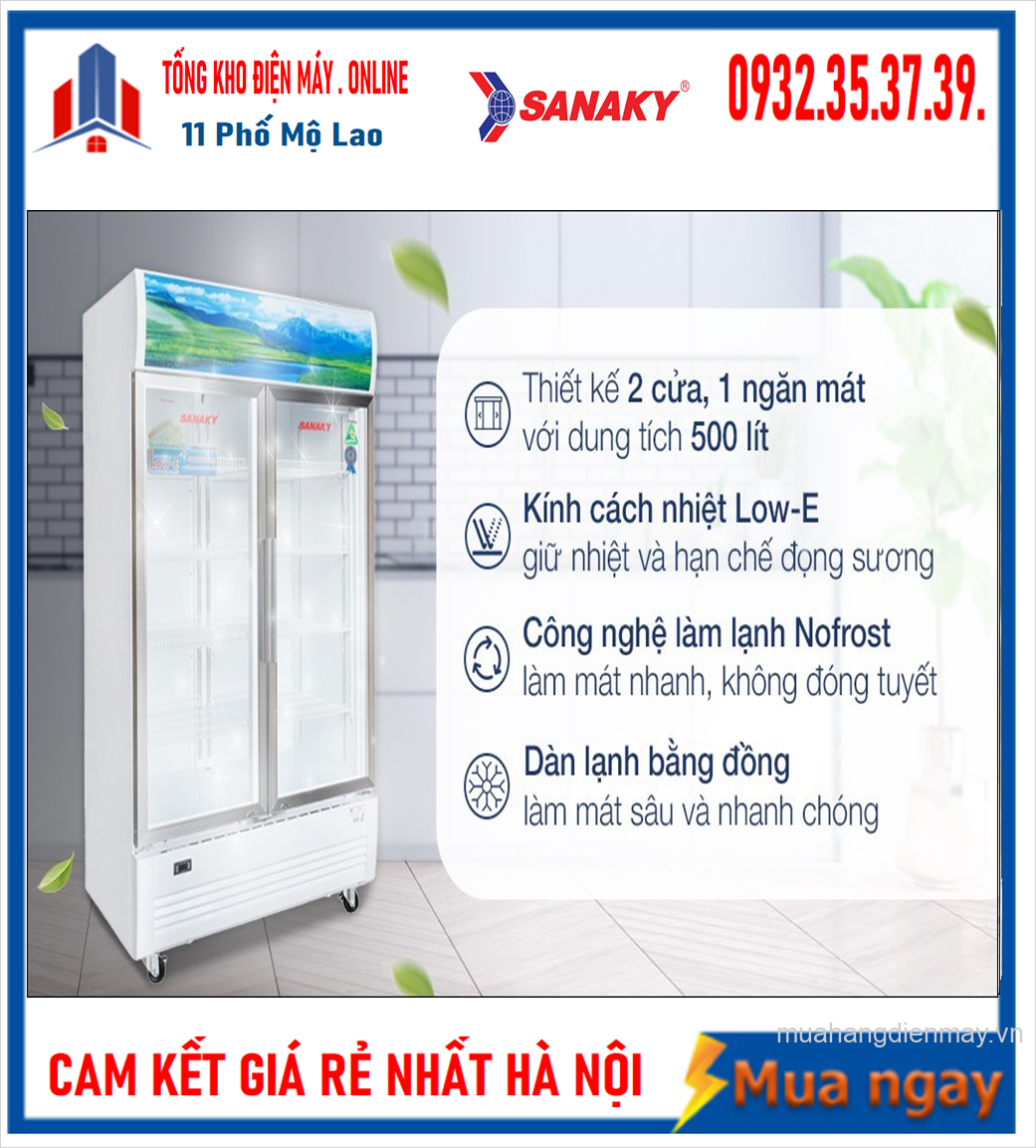 Tủ mát Sanaky VH-6009HP ( 500 lít, 2 cánh mở, mặt kính )