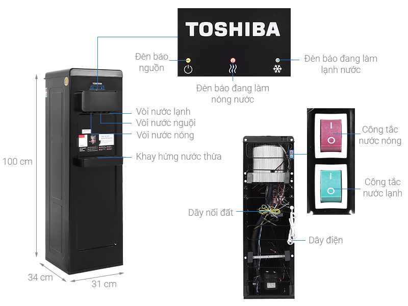 Cây nước nóng lạnh Toshiba RWF-W1917TV K