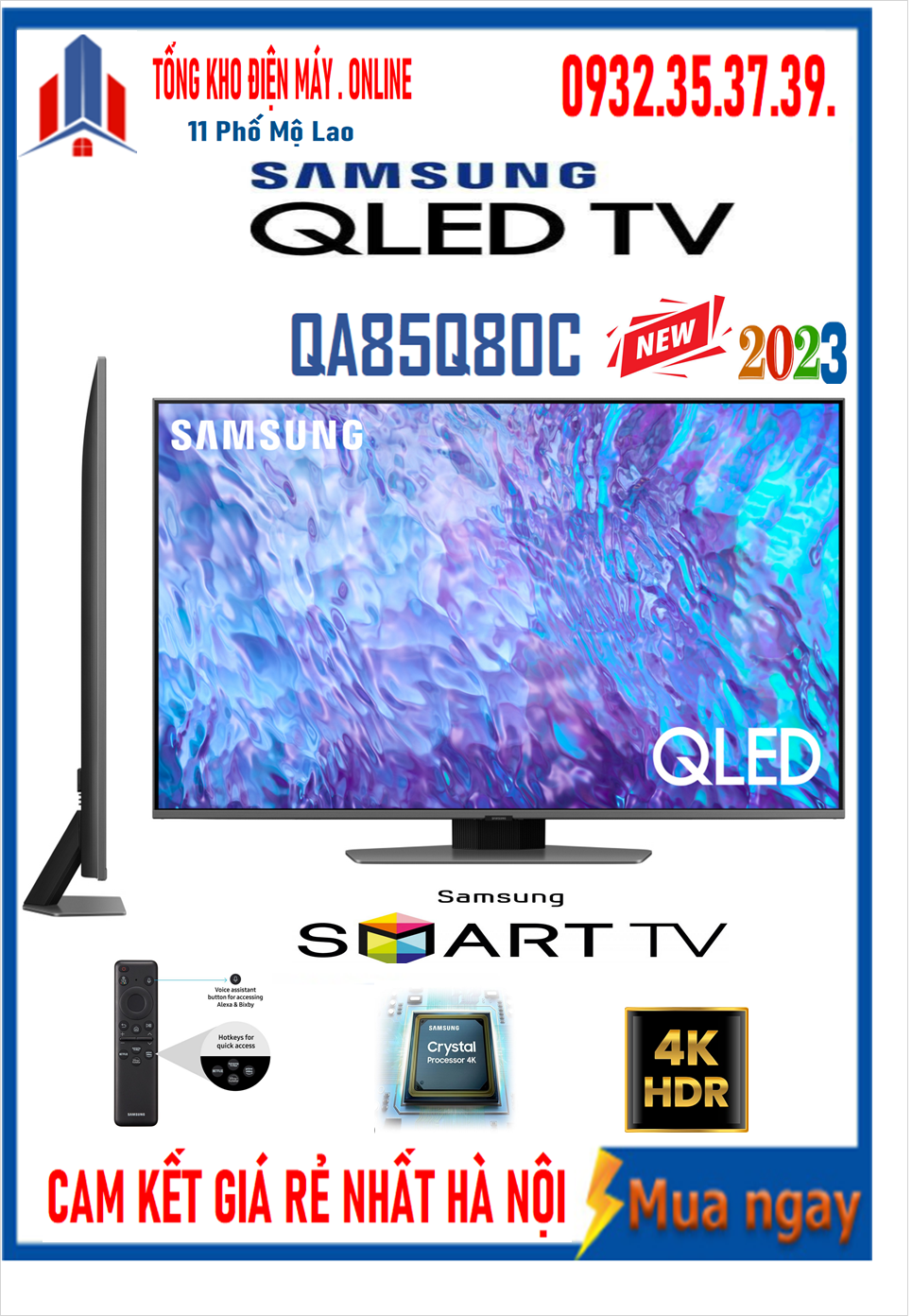 Smart Tivi QLED 4K 85 inch Samsung QA85Q80C [85Q80C ] MỚI 2023