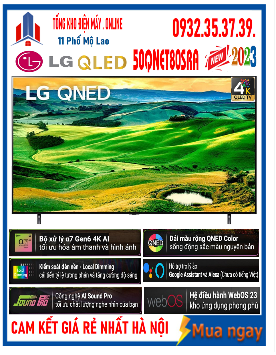 Smart Tivi LG QNED 4K 50 Inch 50QNED80SRA [ 50QNED80SRA ] MỚI 2023