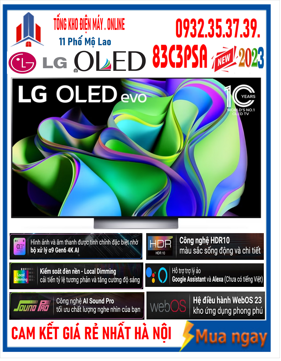 Smart Tivi OLED LG 4K 83 inch 83C3PSA [ 83C3PSA ] MỚI 2023