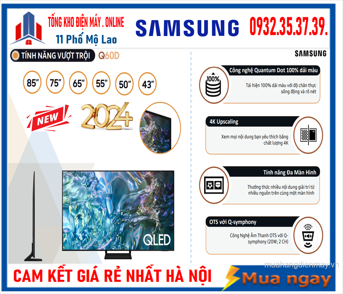 Smart Tivi Samsung QA43Q60DAKXXV QLED 4K 43 inch [2024]