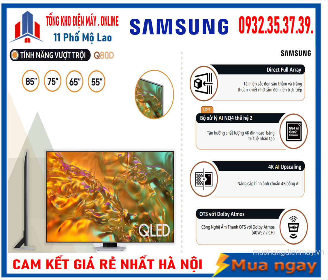 Smart Tivi Samsung 75Q80D QLED 4K 75 inch [2024]