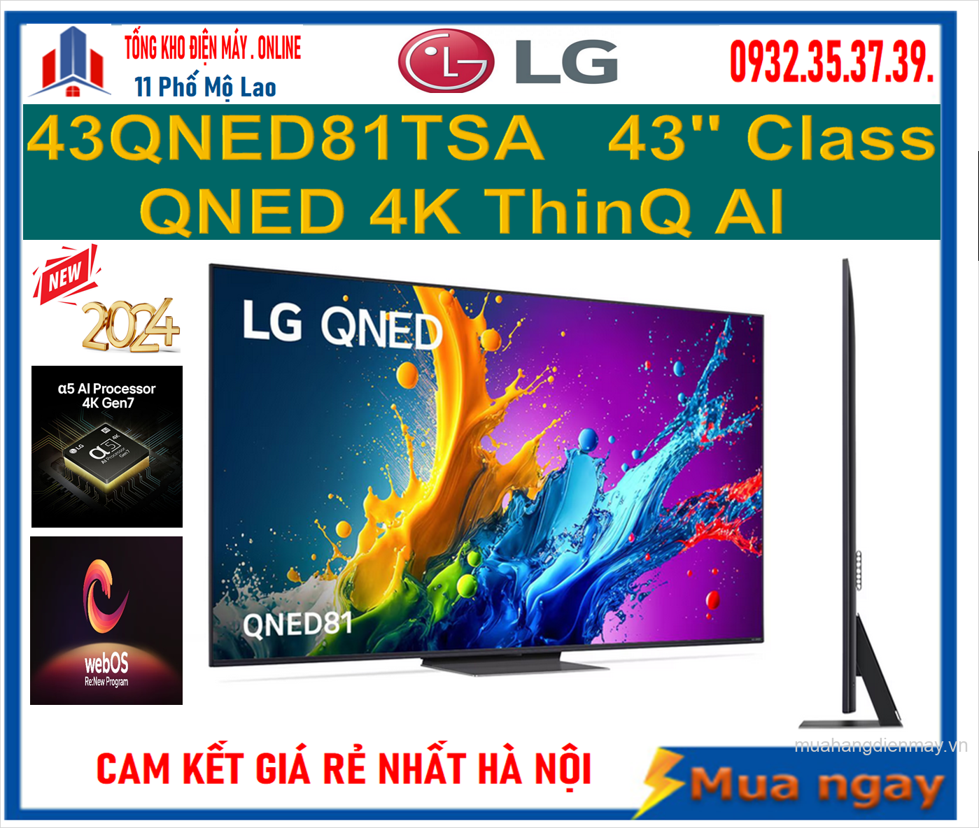 Smart Tivi Qned LG 4K 43 inch 43QNED81TSA Mới 2024