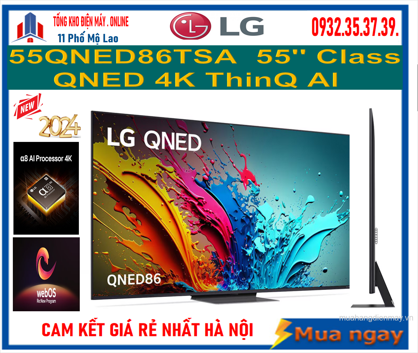 Smart Tivi Qned LG 4K 55 inch 55QNED86TSA Mới 2024