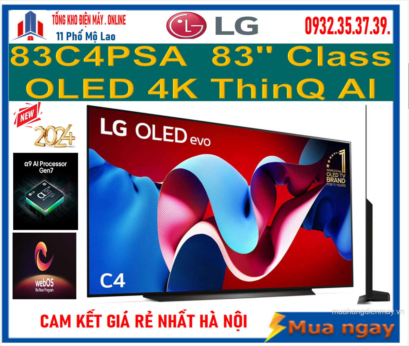 Smart Tivi LG OLED evo 83C4PSA 4K 83 inch ThinQ AI Mới 2024