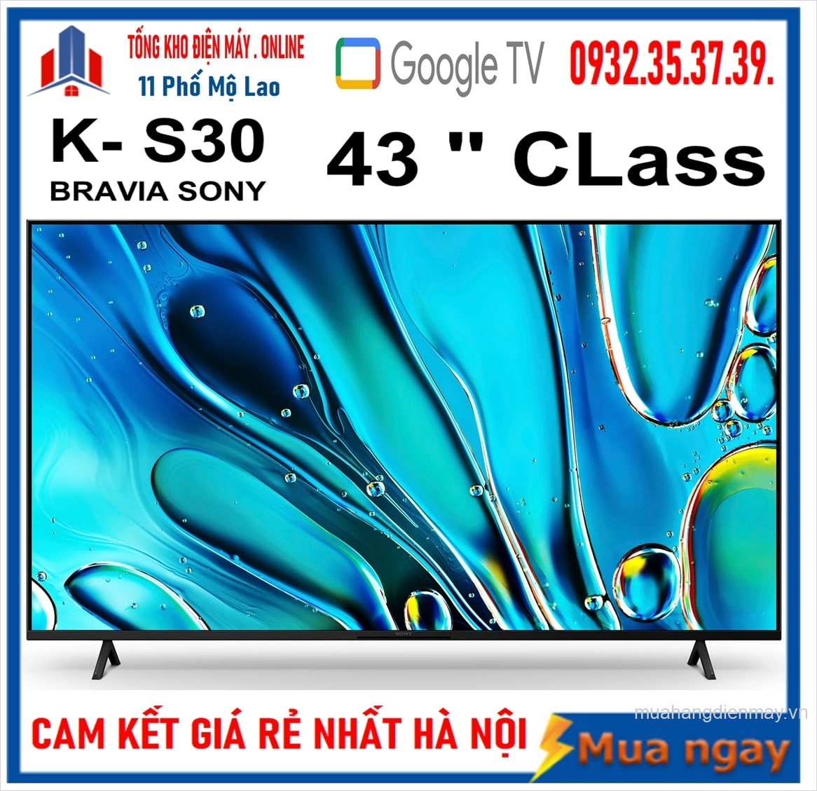 Google Tivi Sony 4K 43 inch K-43S30 [2024]