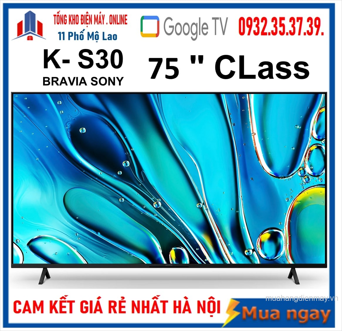 Google Tivi Sony 4K 75 inch K-75S30 [2024]