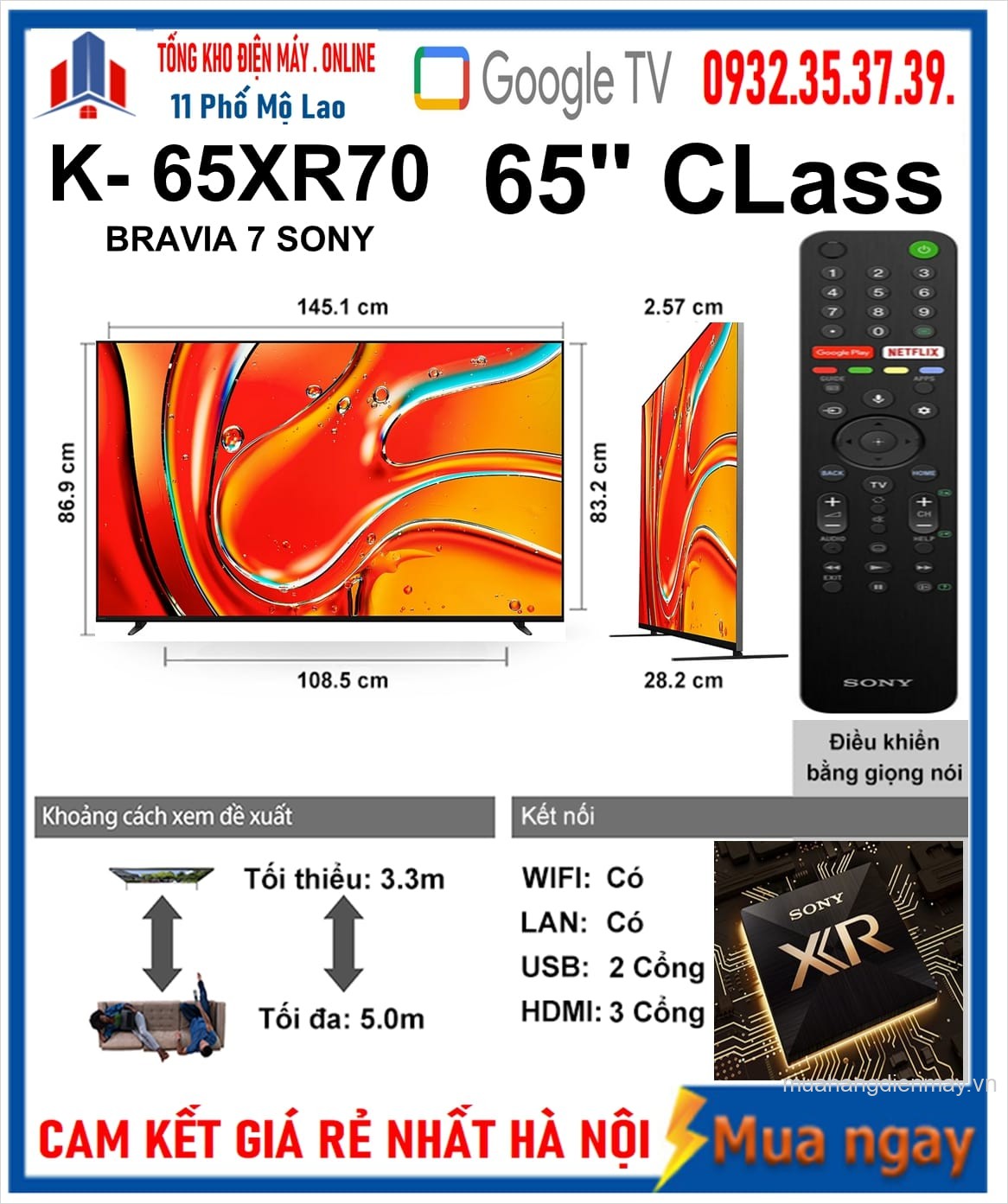 Tivi Sony 65 inch K-65XR70 Bravia 7 [2024]