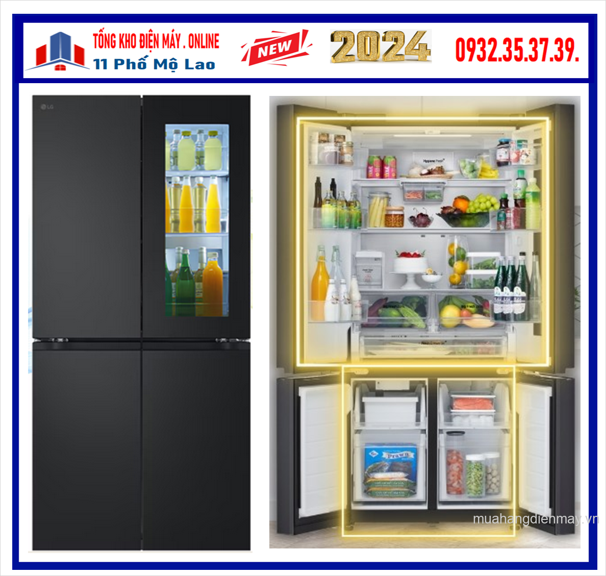 Tủ lạnh LG Multi Door 617 lít Inverter LFD61BLGA New 2024