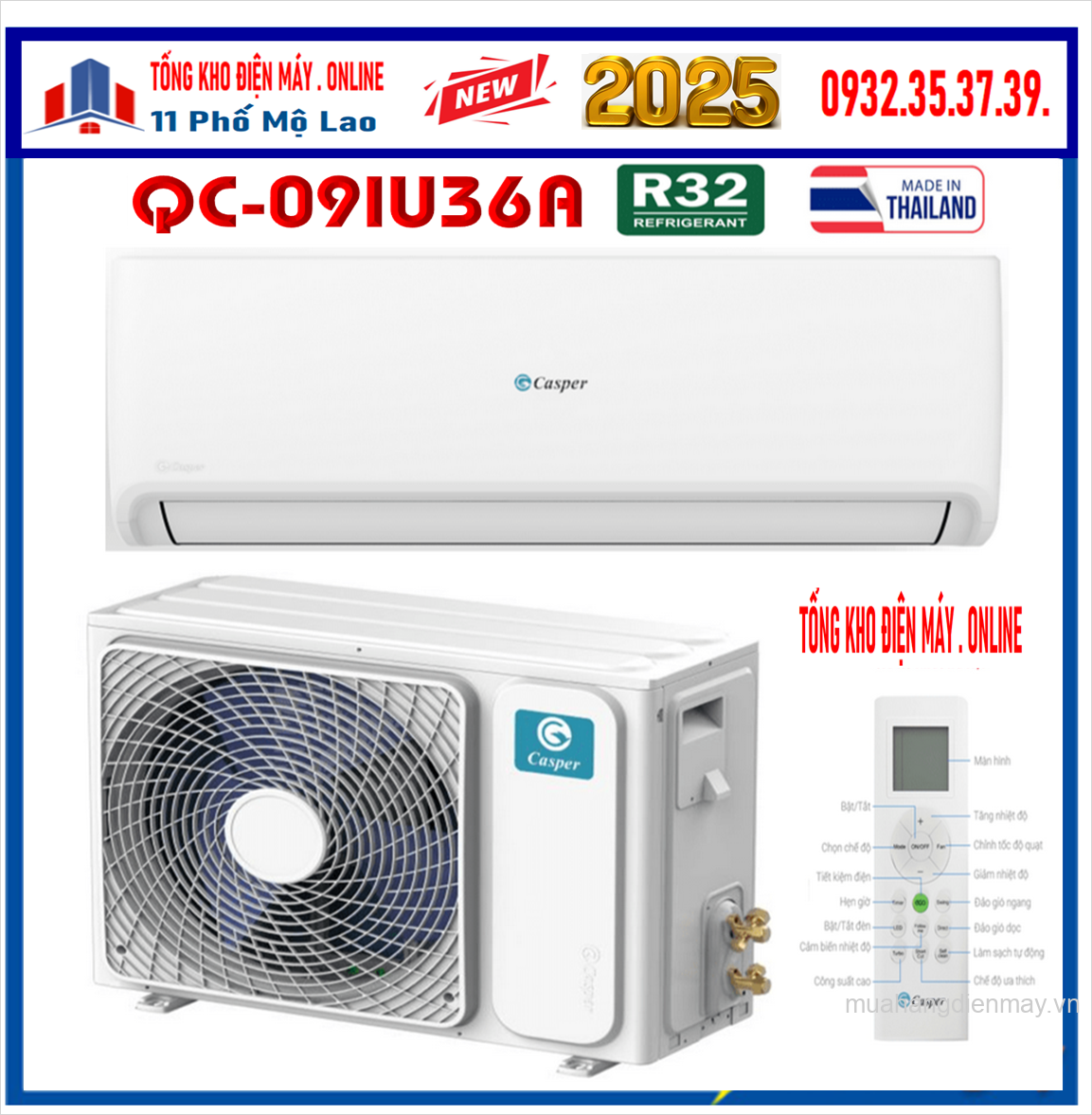 Điều hoà Casper 9000 BTU 1 chiều Inventer QC-09IU36A NEW 2025