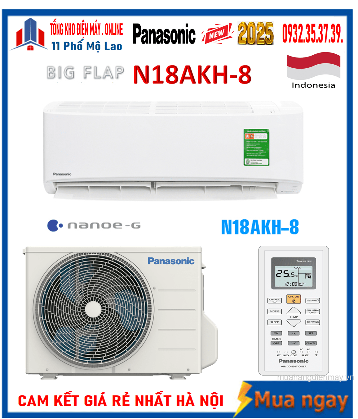 Điều hòa Panasonic 18000 1 chiều N18AKH-8 Mới [2025]